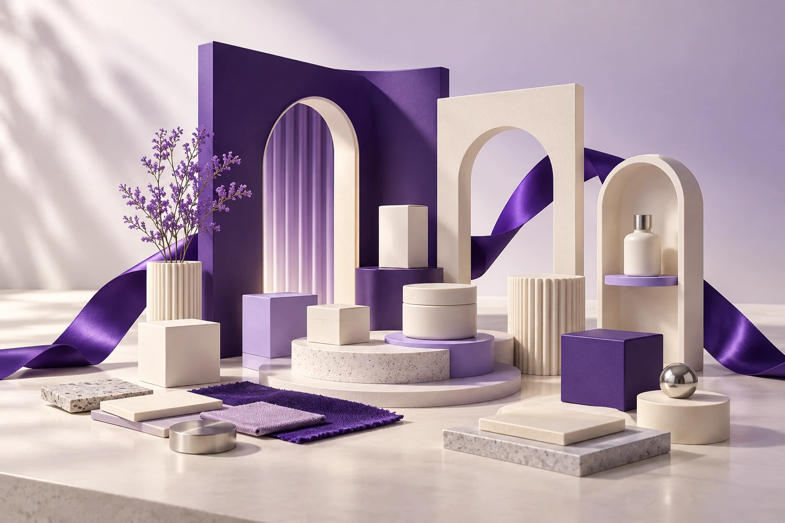 A violet design atelier illustrating theme customization and setup