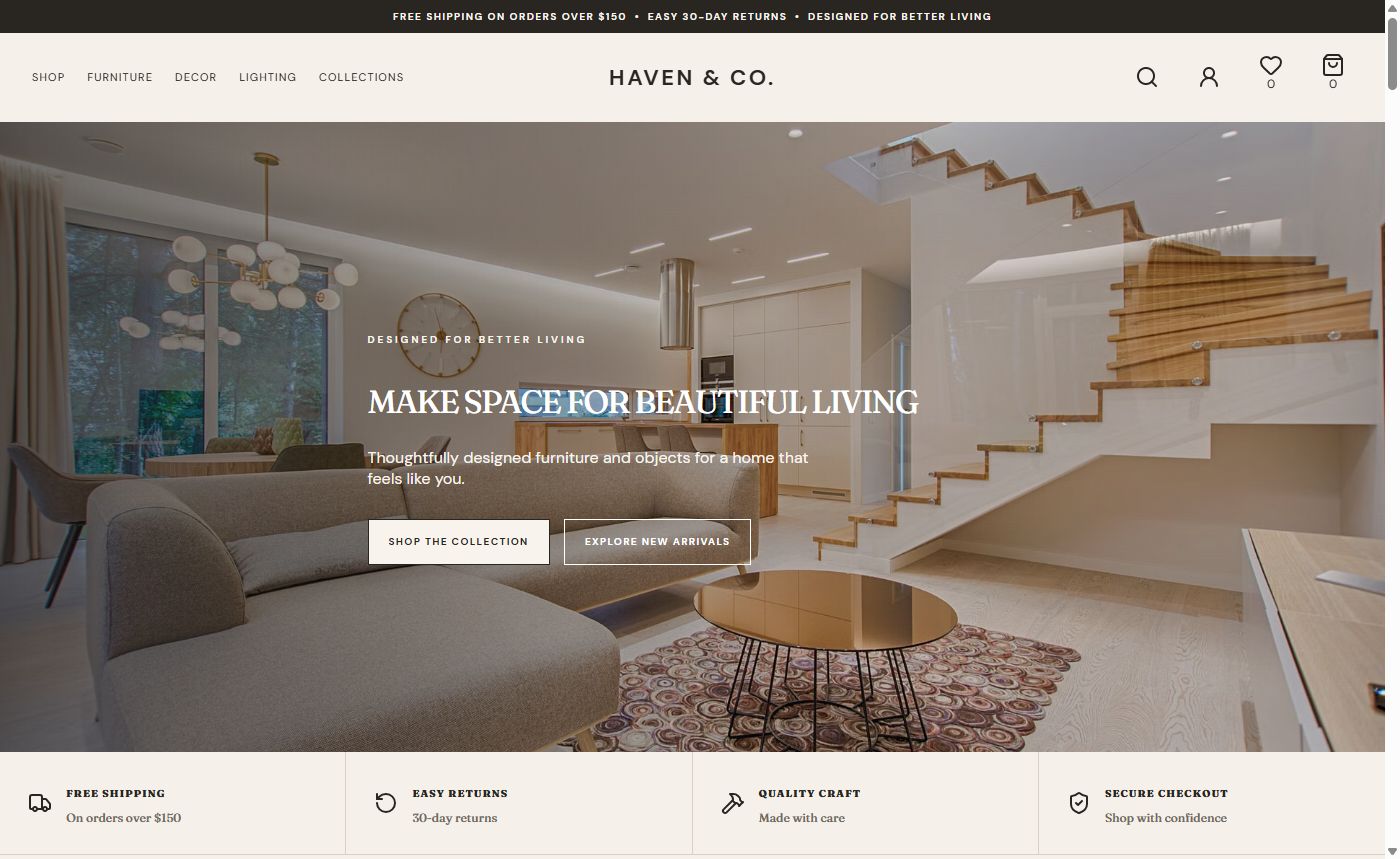 Haven theme design preview