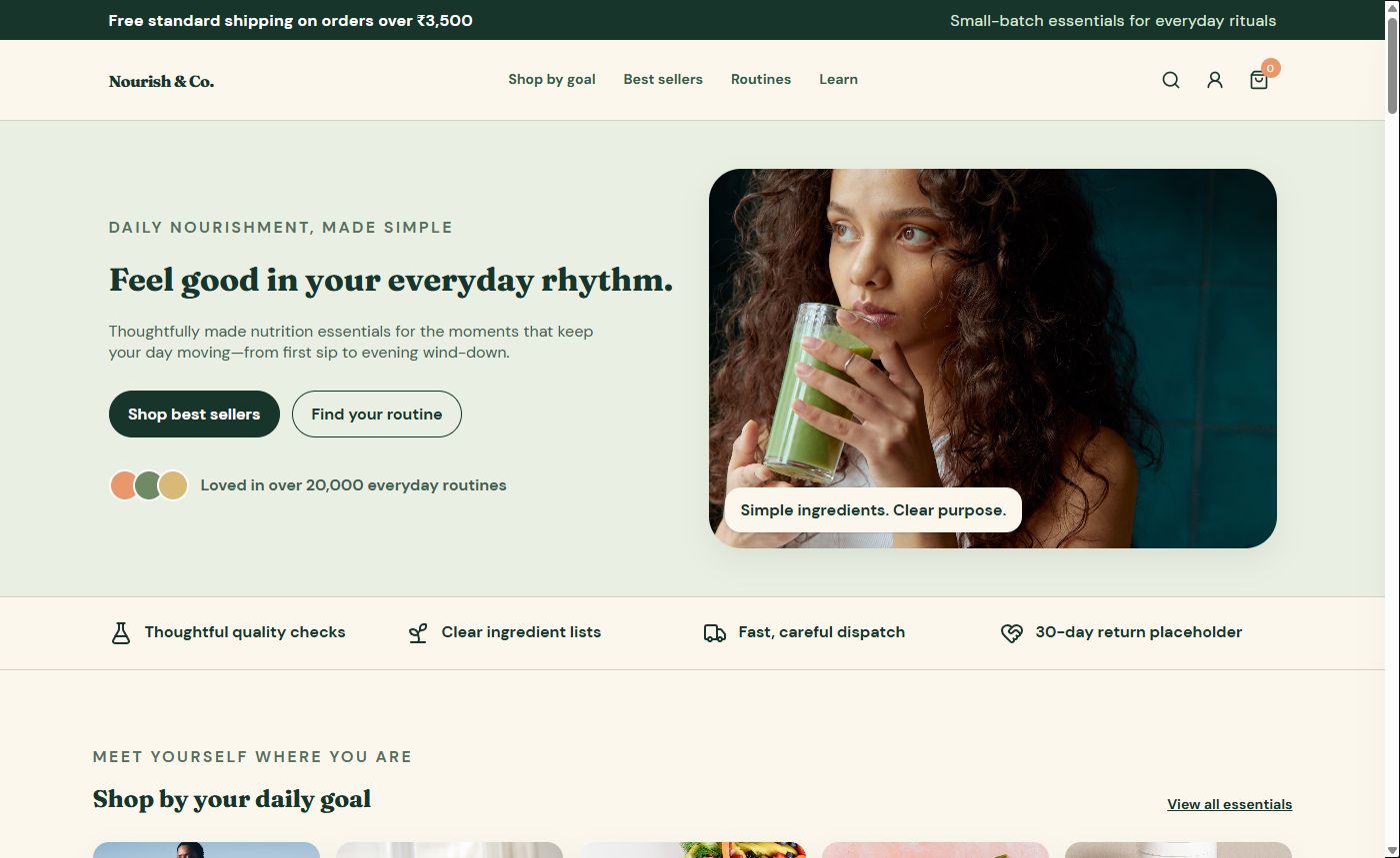 Nourish theme design preview