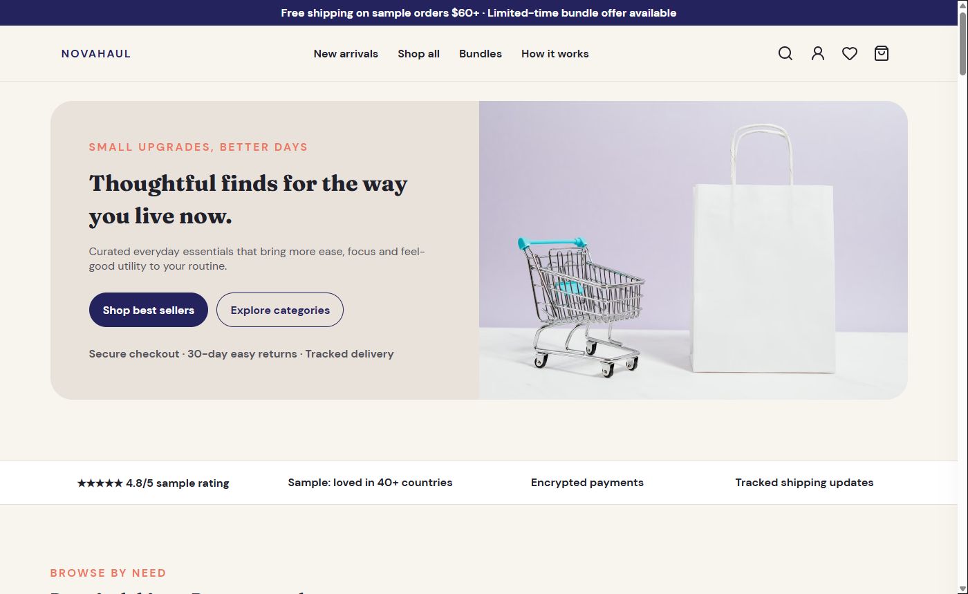 Nova Haul theme design preview