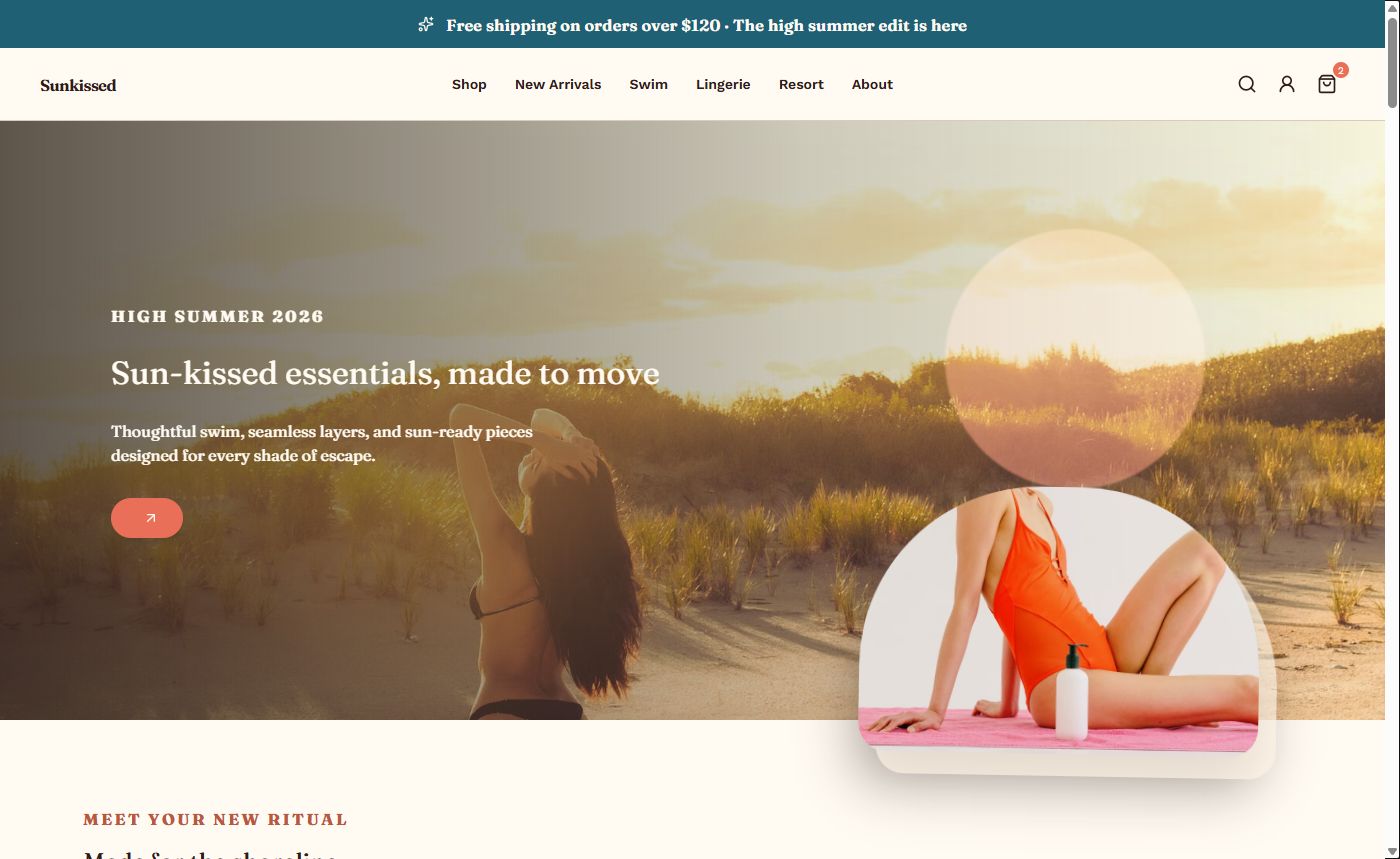 Sunkissed theme design preview